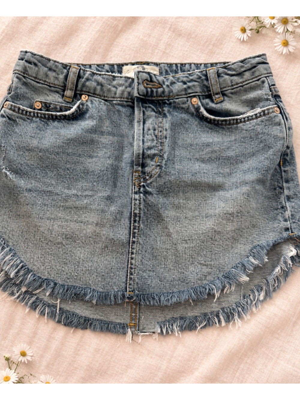Free People We The Free Sky High Denim Mini Skirt Carolina Blue Size 2